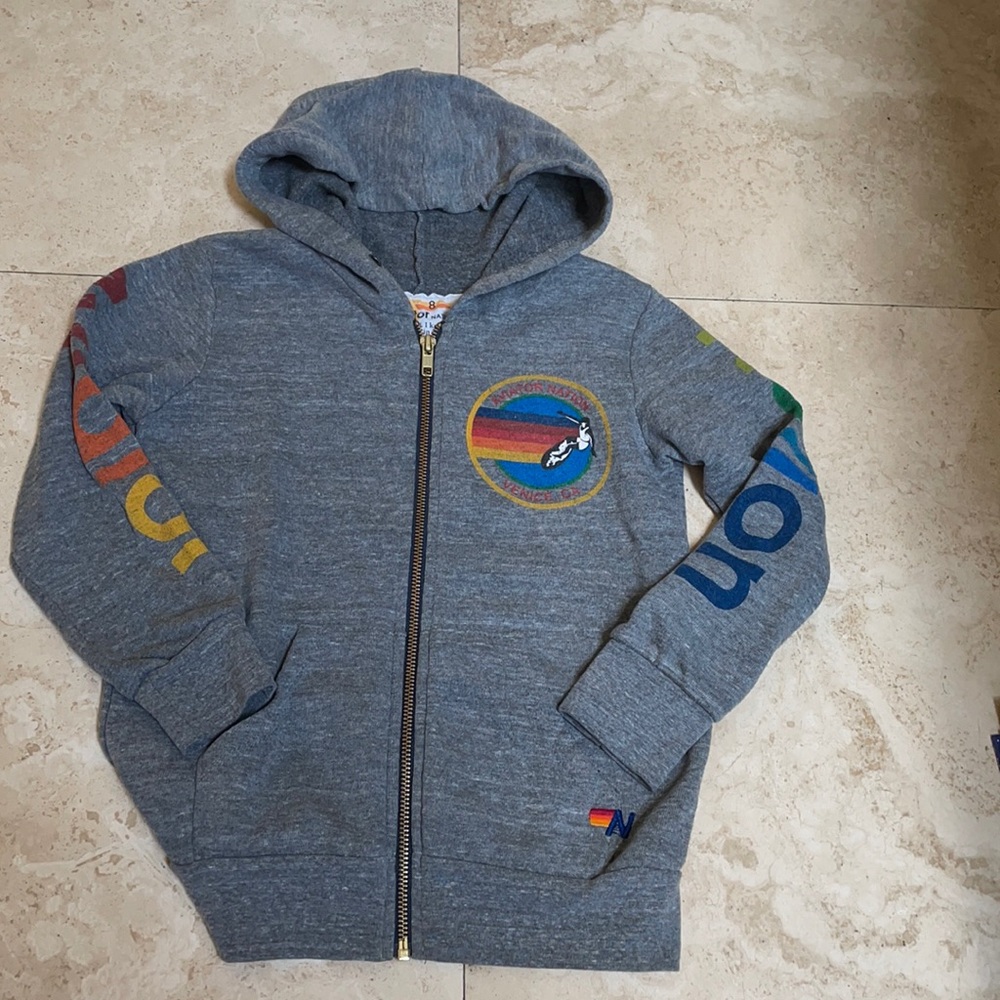 Aviator Nation Full Zip Sweatshirt - Gray - Kids Size 8